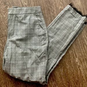 Plaid Zara Pants with Lace trim